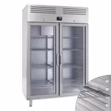 Hűtőszekrény Rozsdamentes acél PREMIUM PLUS - GN 2/1 - 1240 l - akár +8 °C - mit 2 üvegajtó - Légkeveréses hűtés, automatikus leolvasztás, belső LED világítás, R290