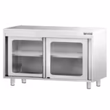 Mesa armario inox PREMIUM  - 1200x600mm - con puerta corredera de cristal