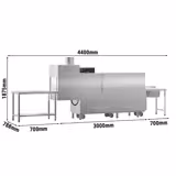 Lave-vaisselle à convoyeur à traction de paniers - Commande électronique - 31kW - panier 500x500mm - avec tunnel de séchage - Table d’entrée à gauche