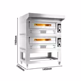 Gazlı Pizza Fırını - Taş tabanlı - 33 cm x 6+6 Pizza Kapasiteli - 230V - dâhil: Davlumbaz & Alt Çerçeve