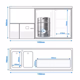 Biertheke PREMIUM - 1950x700mm - 2 Türen