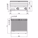 Commercial Gas Griddle - 13.8kW - Ribbed Plate - Cooking area: 795x500mm