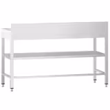 Tavolo da lavoro in acciaio inox PREMIUM - 1600x600mm - con ripiano inferiore & alzatina & ripiano intermedio & traversi di rinforzo
