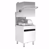 Máquina de lavar loiça de capota - Digital - 8,7kW - incl. Lava-loiça industrial em inox lado direito, mesa de preparação lado esquerdo - com recuperação de calor, bombas doseadoras de detergente e abrilhantador e bomba de drenagem