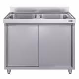 Móvel de lavagem em aço inoxidável Profissional ECO - 1200x700mm - com 2 cubas ao centro