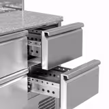Commercial Saladette Counter ECO - 1368mm - 402L - 1 door & 4 drawers - open top for 8 x GN 1/6 & stainless steel hinged lid