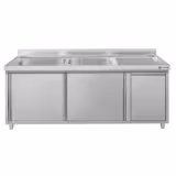 Meuble évier ECO - 1800 x 600 mm - avec poubelle & 2 bacs à gauche