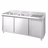 Spülschrank PREMIUM - 1600x600mm - mit Abfallbehälter & 2 Becken links