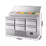 Saladette - 1460x700mm - met 6 laden - opzet 8x GN 1/4