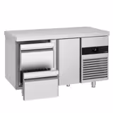 Mostrador refrigerado PREMIUM - 1400x700mm - de trabajo - GN 1/1 - refrigeración ventilada - 1 puerta y 2 cajones