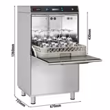 Double-skinned Commercial Dishwasher - Digital Controls - 6.75kW - with Drain, Rinse Aid & Detergent Pumps