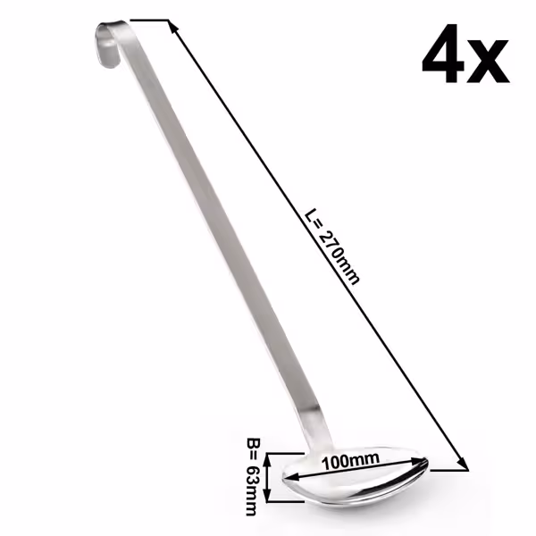 (4 قطع) ملعقة صلصة - Ø 100 mm - الطول: 270 mm - ستانلس ستيل