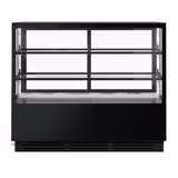 Süteményes vitrin [MAXI] - 580 l - 1500 mm - dupla üvegezés - egyenes frontüveg - 2 üvegpolccal - LED világítással - fekete