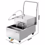 جهاز ترشيح زيت القلي مع صنبور تفريغ - 510x850mm | ارتفاع: 965 mm | سعة: 48 L | ترشيح: حتى 48 L/min | 550 Watt | 220-240 Volt | 50 Hz - ستانلس ستيل | عجلات - شامل 5 فلاتر