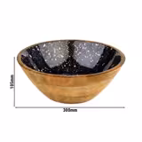 MANGO - وعاء - خشب - 3 لتر - بقطر 300 مم - أسود-ذهبي (قطع x6)