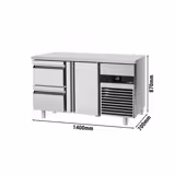 Koelwerkbank PREMIUM - 1400x700mm - met 1 deur & 2 laden