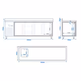 Commercial Counter Fridge PREMIUM - 2360x720mm - with 4 doors - with sink left - with upstand - capacity 540 litres