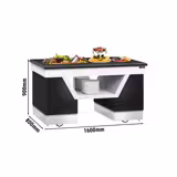 Commercial Ambient Prep Counter – Black Granite Top - 4 Soft-Close Doors - 1600×800mm - On Castors