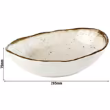 (6 pz) Ciotola - STONE ART - in Melamina - 1,2L - ovale - 285x210x75mm - Bianco/Marrone