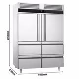 Upright Freezer PREMIUM - GN 2/1 - 1400L - with 2 half doors & 4 drawers