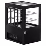 Vetrina pasticceria refrigerata [ - per torte] - 470l - 1010mm - Doppio vetro; 1 porta scorrevole in vetro - con 2 ripiani - LED interni; 4 lati vetro; porte posteriori scorrevoli; display digitale; sbrinamento automatico - Nero