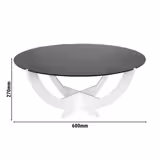 Alzata per buffet - Acciaio inox verniciato a polvere - Bianco - Tonda - Ø600mm - Altezza: 270mm - con lastra in plexiglass nera
