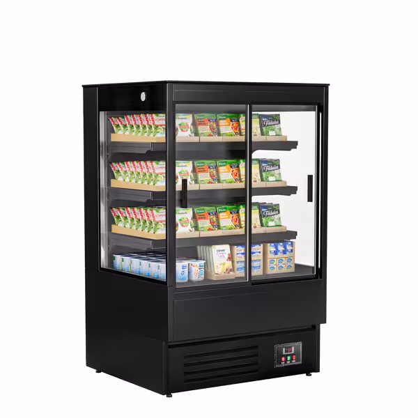Estantería refrigerada de pared con puertas correderas - 900mm - 287 litros - con iluminación LED y 3 estantes