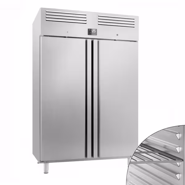 Zamrażarka ze stali nierdzewnej Premium PLUS - GN 2/1 - 1240 litrów - z 2 drzwiami	