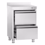 Meuble bas à tiroirs PREMIUM - Acier inoxydable - Professionnel - avec 2 tiroirs & dosseret 100mm - 500x600mm