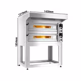(2×) Commercial Double-Deck Electric Pizza Oven Manual ANTONIO – 4+4 Ø33 cm each - 400°C - 17.6 kW - Hood & Stand