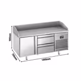 Banco pizza refrigerato PREMIUM PLUS - 1490x700mm - con 1 porta & 2 cassetti - piano in granito