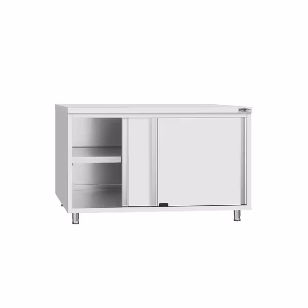 Paslanmaz Çelik Dolaplı Çalışma Tezgahı ECO -1200x600mm  - Sürgü Kapılı