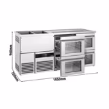 Balcão frigorífico para cerveja PREMIUM - 1950x700mm - 4 gavetas de vidro