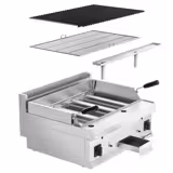 Gas lavasteengrill - 10,6kW - 600mm - Kantelbaar grillrooster - 2 grillroosters - Tafelmodel - RVS