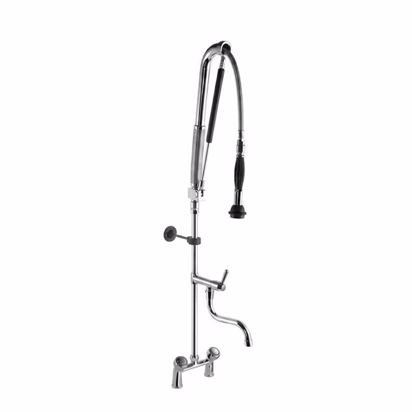 tweegats voorspoeldouche 11000 - met wandmontage, zwenkuitloop, eengreeps, 2-knops, mengkraan (warm/koud), sproeier/handdouche, slang, wandhouder, G1/2 & G3/4 - 1150mm