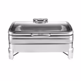 Chafing dish - GN 1/1 - con coperchio con finestra in vetro e chiusura assistita (soft-close) - in acciaio inox
