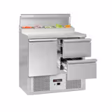 Zubereitungstisch Mini ECO - 900mm - 1 Tür & 2 Schubladen - für 5x GN 1/6