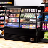 Commercial wall-mounted refrigerated display shelving - 1500 mm - 480 litres - with 2 double-glazed sliding doors and 3 shelves