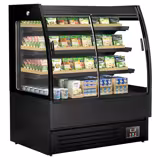 Supermarkt-wandkoelmeubel - 1200mm - 380 liter - met 2 dubbelglas glazen schuifdeuren & 3 schappen - zwart
