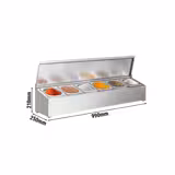 Portaspezie da banco in acciaio inox da banco - 6 bacinelle GN 1/6 - con bacinelle incluse