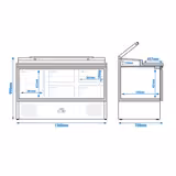 Kallskänksbänk Mini ECO - 1365mm - för 8x GN 1/6 - 1 dörr och 4 lådor
