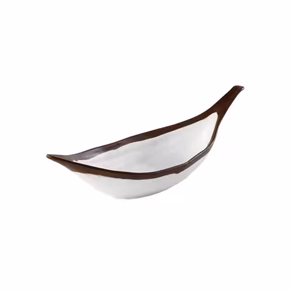 (6 stuks) Schaal - CROCKER - Melamine - 0,17L - bladvormig - 305x100mm - Diepte:75mm - stapelbaar - Wit/Bruin