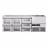Comptoir de bar réfrigéré PREMIUM - 2500x700mm - 7 tiroirs en verre