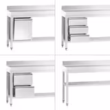 Nerezový pracovní stůl PREMIUM - 1500x600 mm - se spodní policí & se zadním lemem & s mezipolicí & s vyztuženou pracovní deskou