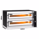 Elektrische pizzaoven (chamotte bakvloer) - 1340x900x680mm - 2 kamers - 2x6 pizza’s Ø35cm - tot 400°C - Digitaal