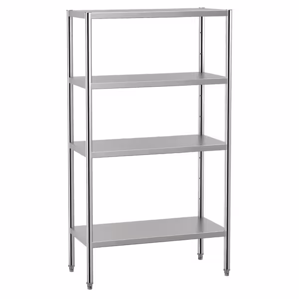 RVS stelling ECO - 1000x1800mm - Diepte: 500mm - met 4 legborden (in hoogte verstelbaar) - Draagvermogen per schap: 70kg