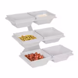 Suporte elevado para buffet - Conjunto de 6 peças - Aço inoxidável - Branco - incl. 6 Taças de melamina 240x240mm - com 3 prateleiras