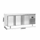 Bakkerskoelwerkbank PREMIUM PLUS - 2185x800mm - 3 deuren - zonder spatrand - digitale thermostaat - 635 liter