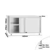 Mesa armario inox Flex ECO - 1400x600mm - con puertas correderas - con estante intermedio