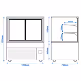 Koel- & Gebaksvitrine MADRID - 1000mm - Dubbele beglazing - met 2 planken - Zwart mat